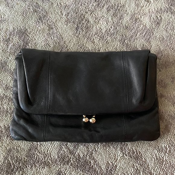 Coccinelle Black Leather Envelope Pouch - Picture 1 of 10